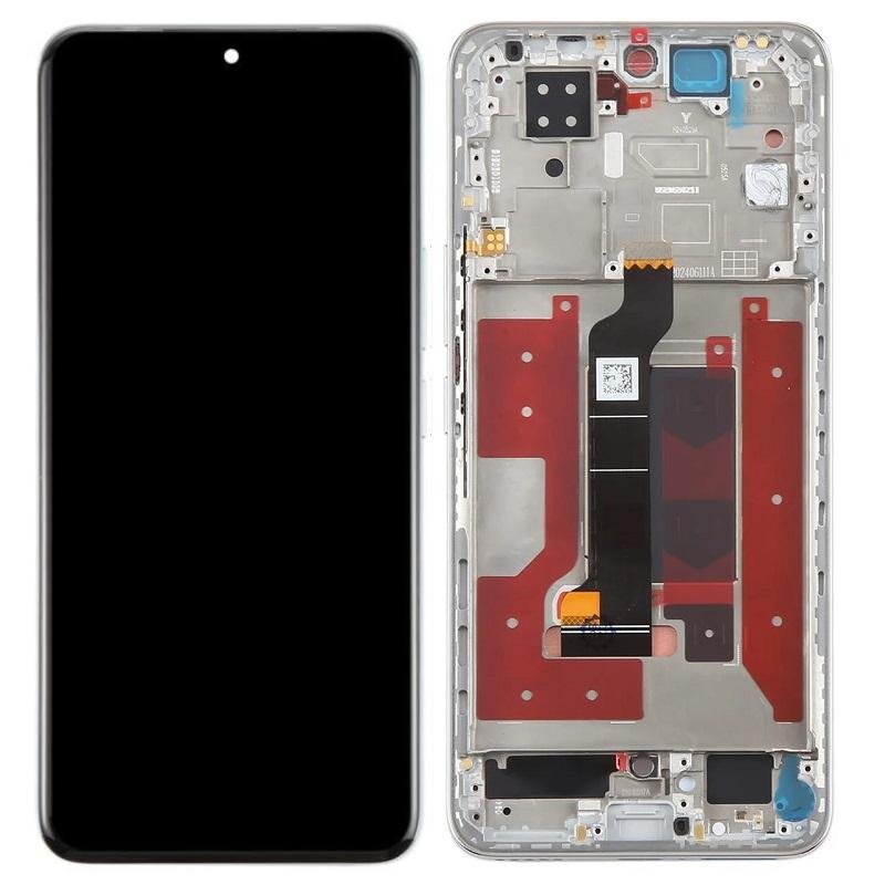 TOUCHSCREEN + DISPLAY OLED DISPLAY COMPLETO + FRAME PER HONOR 200 5G (ELI-NX9 ELI-AN00) BIANCO ORIGINALE