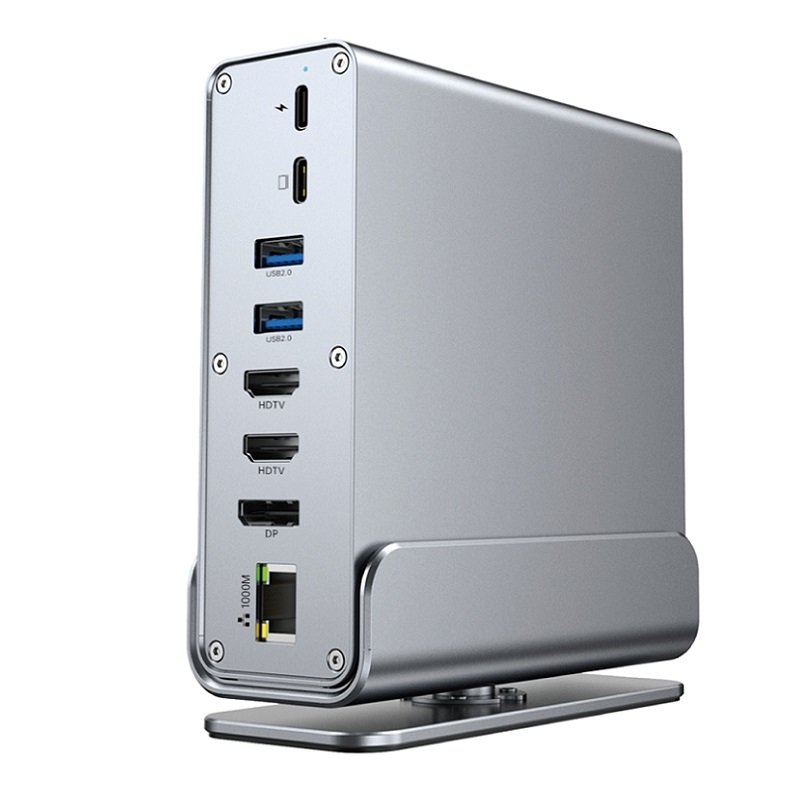 15 IN 1 HUB ADATTATORE ALLUMINIO MODEL BYL-2519 TYPE-C TO (3.5mm AUDIO / 3 USB 3.0 / 2 USB 2.0 / 2 TYPE-C / TF / SD / RJ45 1000M / DP /2 HDTV / PD100W) (CON IMBALLAGGIO)