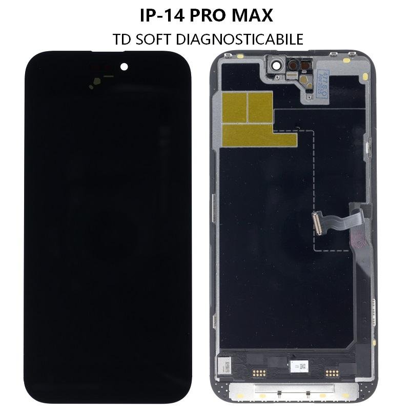 TOUCHSCREEN + DISPLAY OLED DISPLAY COMPLETO PER APPLE IPHONE 14 PRO MAX 6.7 TD OLED VERSIONE SOFT (DIAGNOSTICABILE NON È NECESSARIO TRAPIANTARE L'IC DELLO SCHERMO ORIGINALE) (RICHIEDE AGGIORNAMENTO ALL'ULTIMA VERSIONE)