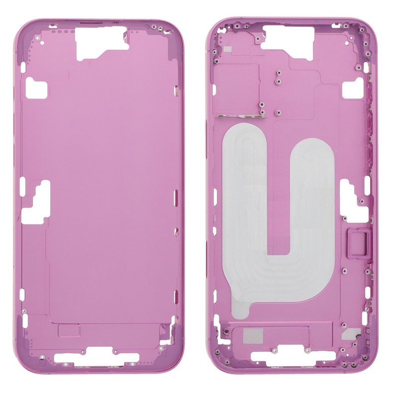 COVER CENTRALE A PER APPLE IPHONE 16 PLUS 6.7 ROSA OEM (SENZA PULSANTE DELLA FOTOCAMERA + CAVO)