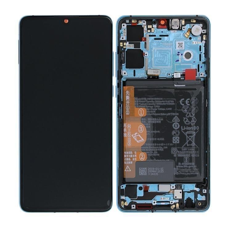 DISPLAY LCD + TOUCHSCREEN DISPLAY COMPLETO + FRAME (NO IMPRONTE FLEX) PER HUAWEI P30 ELE-L29 ELE-L09 AURORA / VIOLA ORIGINALE NEW (02354HNJ HUAXING VERSION)