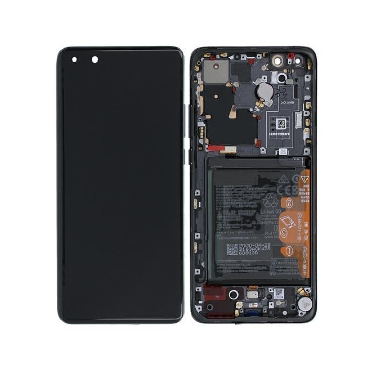 (Prenotazione) DISPLAY LCD + TOUCHSCREEN DISPLAY COMPLETO + FRAME PER HUAWEI P40 PRO+ / P40 PRO PLUS ELS-N39 NERO ORIGINALE