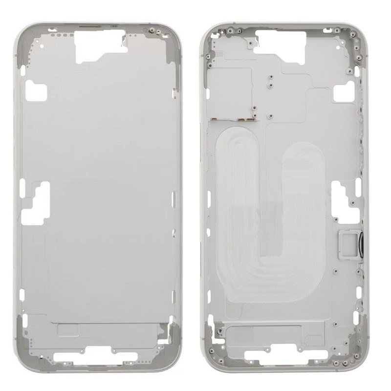 COVER CENTRALE A PER APPLE IPHONE 16 PLUS 6.7 BIANCO OEM (SENZA PULSANTE DELLA FOTOCAMERA + CAVO)