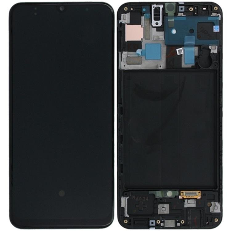 DISPLAY AMOLED + TOUCHSCREEN DISPLAY COMPLETO + FRAME PER SAMSUNG GALAXY A50 A505F NERO ORIGINALE (SERVICE PACK)