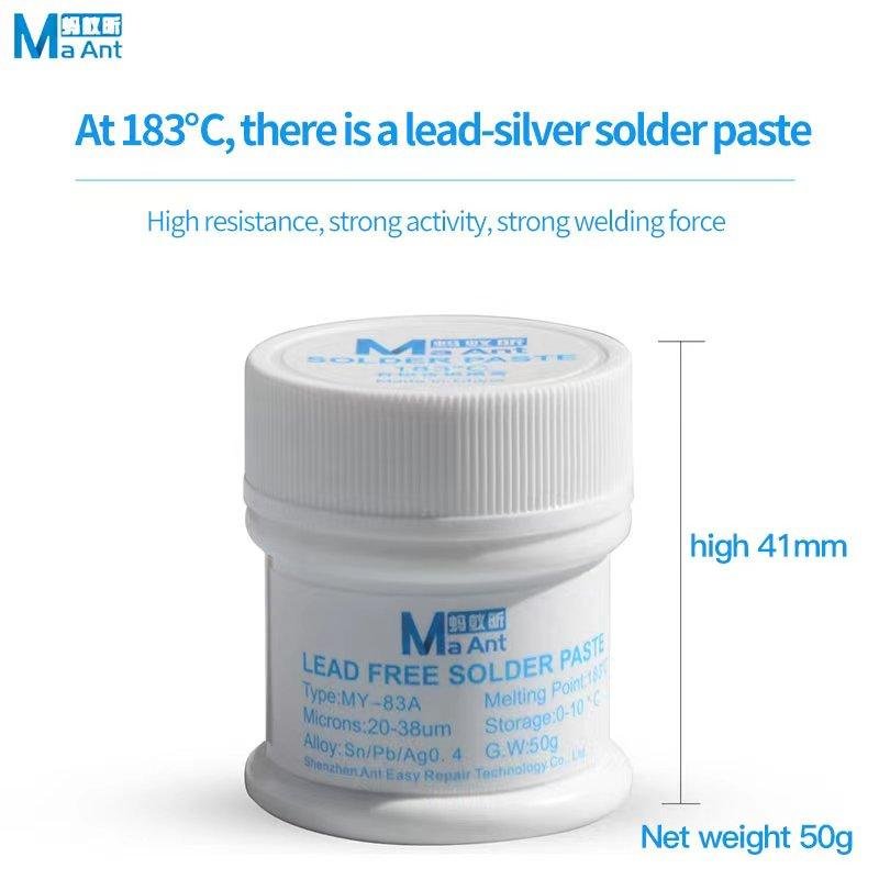 MAANT MY-83A PASTA DI SALDATURA SENZA PIOMBO MICRON 20-38um PESO 50g TEMP 183o