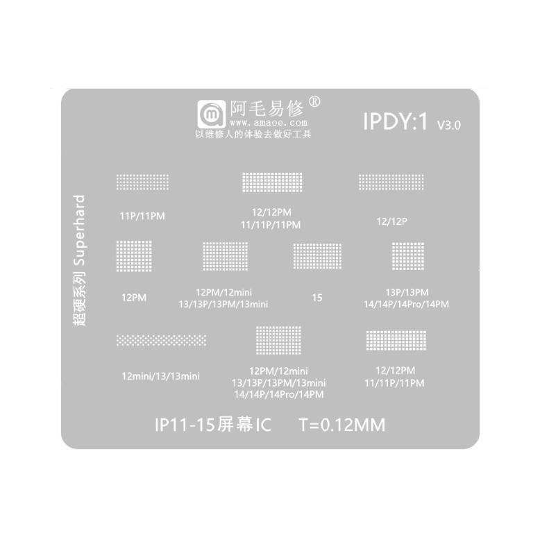 AMAOE SCHERMO IC MAGLIA ACCIAIO PER IP 11-15 APPLE IPHONE 11 / 11 PRO / 11 PRO MAX / 12 / 12 MINI / 12 PRO / 12 PRO MAX / 13 / 13 MINI / 13 PRO / 13 PRO MAX / 14 / 14 PLUS / 14 PRO / 14 PRO MAX / 15