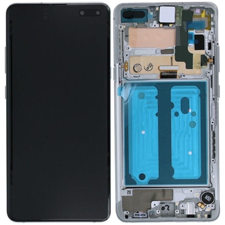 TOUCHSCREEN + DISPLAY LCD DISPLAY COMPLETO + FRAME PER SAMSUNG GALAXY S10 5G G977B BIANCO (SERVICE PACK)