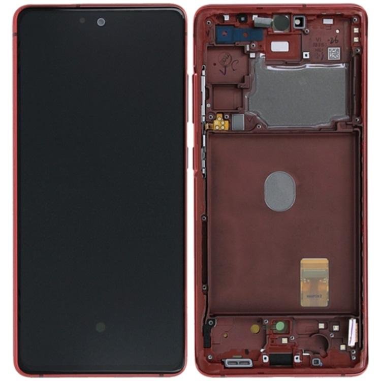 DISPLAY LCD + TOUCHSCREEN DISPLAY COMPLETO + FRAME PER SAMSUNG GALAXY S20 FE / S20 LITE G780F ROSSO ORIGINALE (SERVICE PACK)