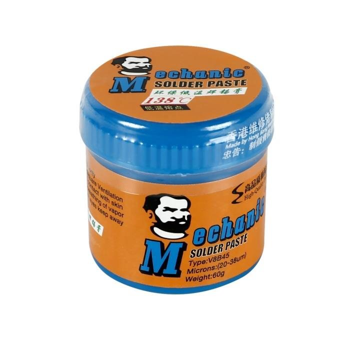 PASTA DI SALDATURA SENZA PIOMBO MECHANIC V8B45 MICRON 20-38um PESO 60g BASSA TEMP 138o