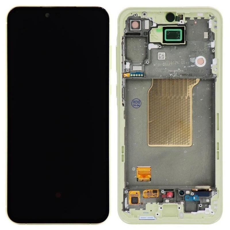 TOUCHSCREEN + DISPLAY AMOLED DISPLAY COMPLETO + FRAME PER SAMSUNG GALAXY A55 5G A556B GIALLO ORIGINALE (SERVICE PACK)