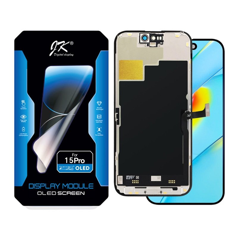 TOUCHSCREEN + DISPLAY OLED DISPLAY COMPLETO PER APPLE IPHONE 15 PRO 6.1 JK-T OLED VERSIONE DURA