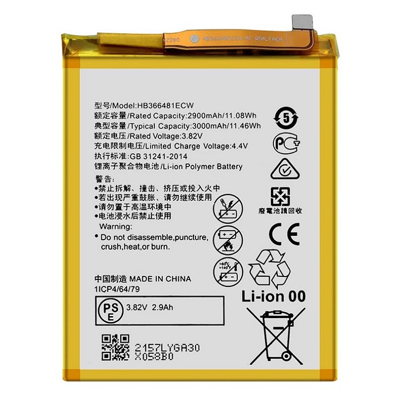 BATTERIA ORIGINALE NUOVA HB366481ECW PER HUAWEI P9 LITE / P9 / P8 LITE 2017 / P20 LITE / P10 LITE / P SMART / HONOR 9 LITE / Y6 2018