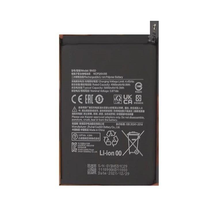 BATTERIA ORIGINALE BN5D PER XIAOMI REDMI NOTE 11 (2201117TG 2201117TI 2201117TY) / NOTE 11S (2201117SG) / POCO M4 PRO 4G (MZB0B5VIN 2201117PI 2201117PG) / REDMI NOTE 12S (2303CRA44A 23030RAC7Y 2303ERA42L)