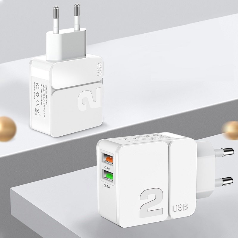 ADC-F003 CARICATORE EU DUAL USB-A 5V2.1A + 5V3.1A