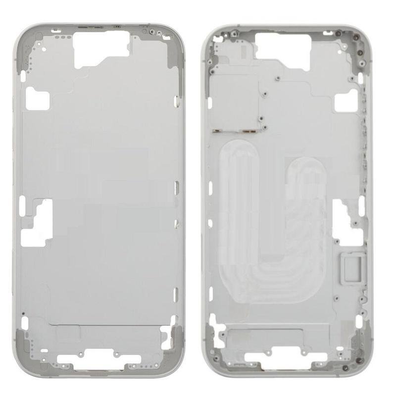 COVER CENTRALE A PER APPLE IPHONE 16 6.1 BIANCO OEM (SENZA PULSANTE DELLA FOTOCAMERA + CAVO)