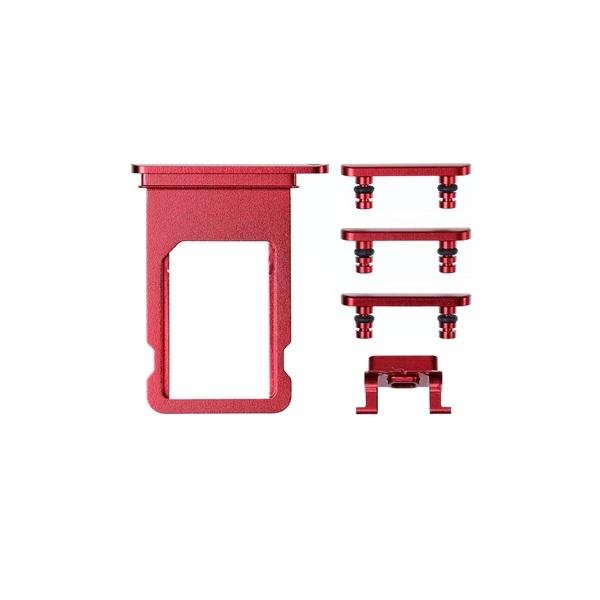 SET 4 PEZZI PORTA-SIM + TASTI VOLUME + TASTI POWER E TASTO VIBRAZIONE PER APPLE IPHONE 8G / SE 2020 / SE 2022 4.7 ROSSO