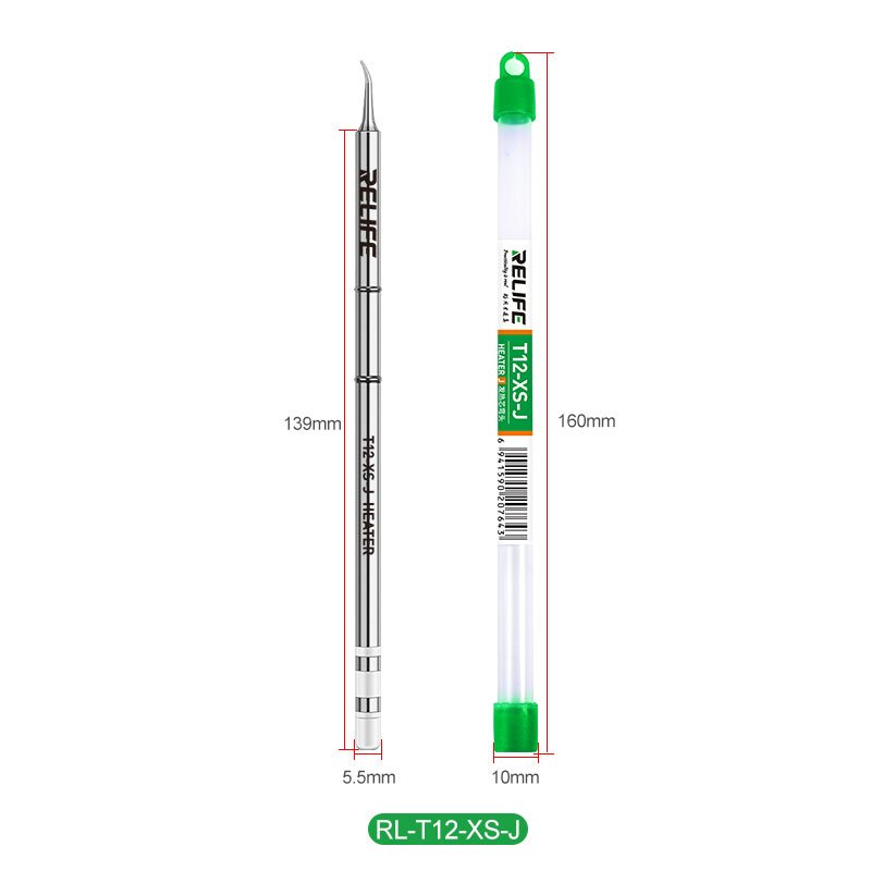 RELIFE T12-XS-J PUNTA PER SALDATURA CON ELEMENTO RISCALDANTE CONDUZIONE RAPIDA DEL CALORE COMPATIBILE CON IL 95% DELLE MANIGLIE DELLA SERIE T12 PRESENTI SUL MERCATO