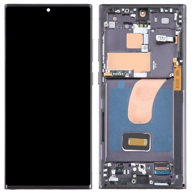 TOUCHSCREEN + DISPLAY AMOLED DISPLAY COMPLETO + FRAME PER SAMSUNG GALAXY S23 ULTRA 5G S918B NERO FANTASMA OEM