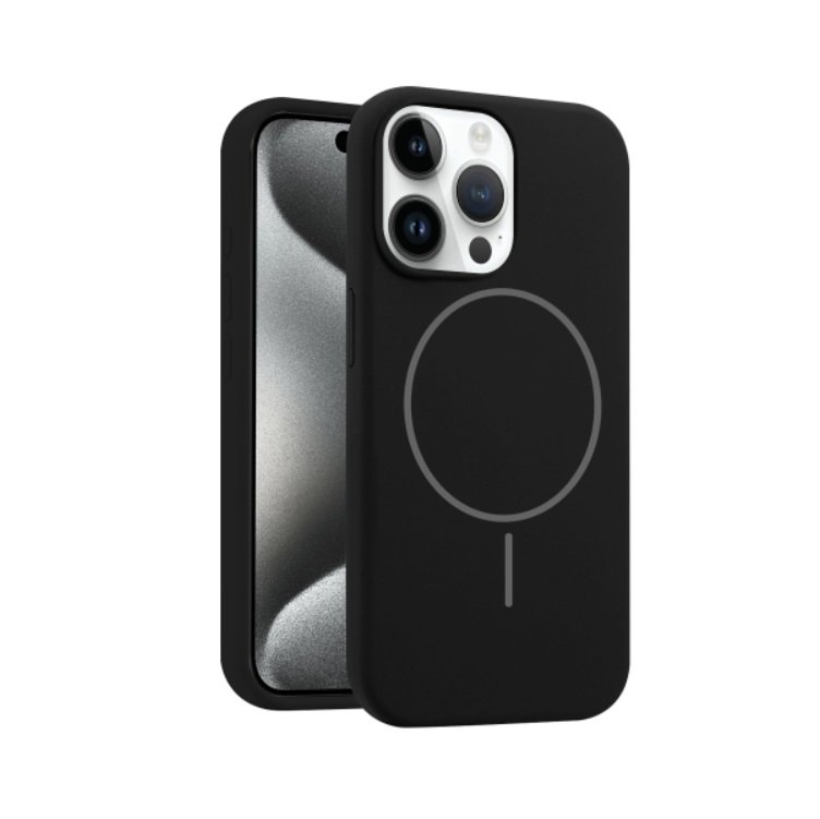 CUSTODIA CELLULARE DI SILICONE LIQUIDO + MAGNETICO PER APPLE IPHONE 15 PRO MAX NERO