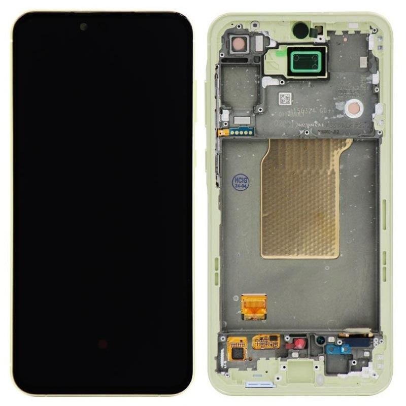 TOUCHSCREEN + DISPLAY AMOLED DISPLAY COMPLETO + FRAME PER SAMSUNG GALAXY A55 5G A556B GIALLO SCHERMO SERVICE PACK + FRAME (NON ORIGINALE)