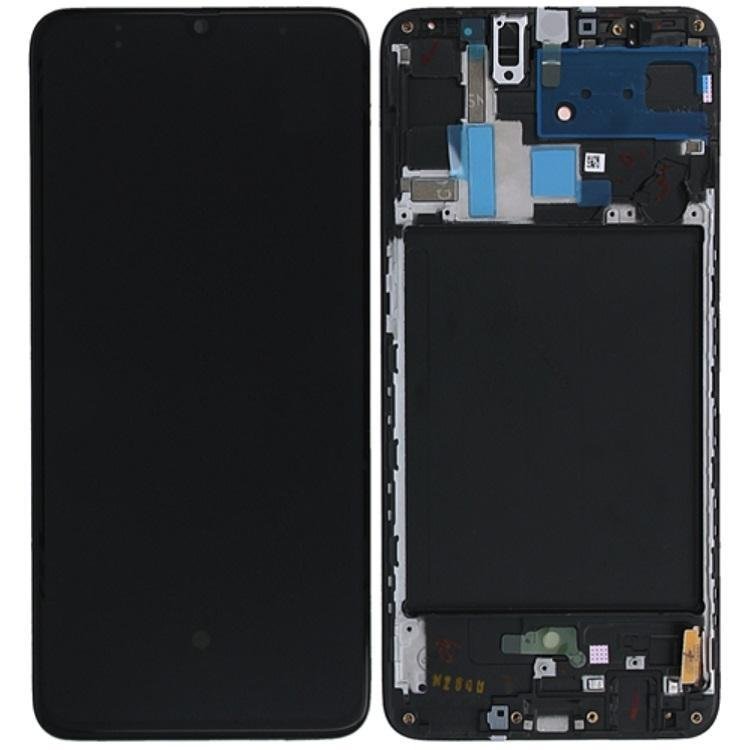 DISPLAY LCD + TOUCHSCREEN DISPLAY COMPLETO + FRAME PER SAMSUNG GALAXY A70 A705F NERO SCHERMO SERVICE PACK + FRAME (NON ORIGINALE)