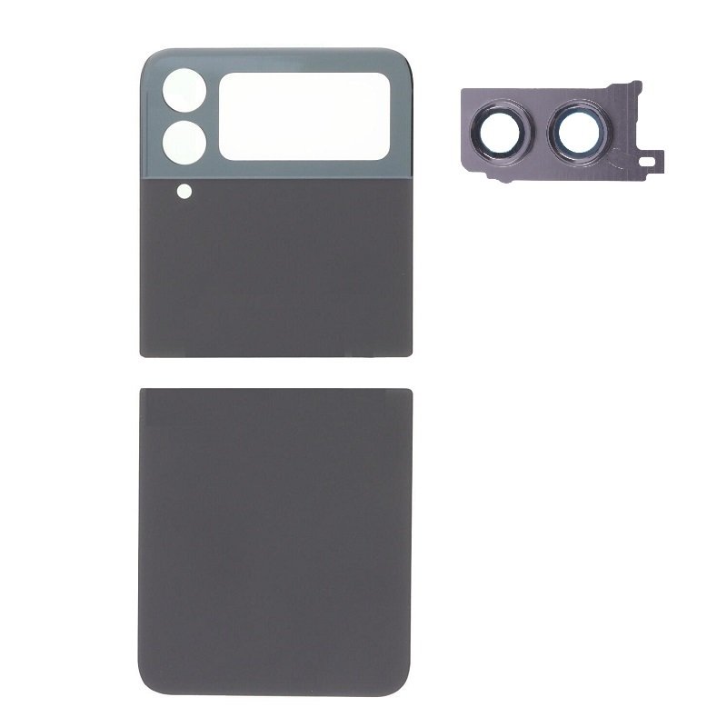 SET 2 PEZZI COVER POSTERIORE PER SAMSUNG GALAXY Z FLIP4 5G F721B GRAFITE / NERO