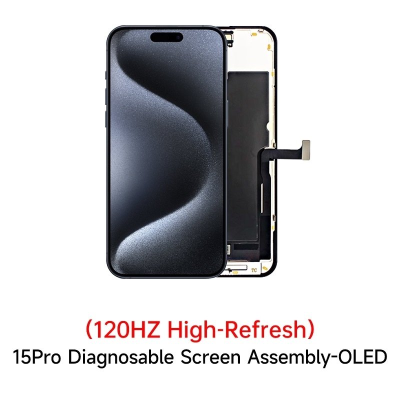 TOUCHSCREEN + DISPLAY OLED DISPLAY COMPLETO PER APPLE IPHONE 15 PRO 6.1 JCID OLED VERSIONE SOFT (DIAGNOSTICABILE NON È NECESSARIO TRAPIANTARE L'IC DELLO SCHERMO ORIGINALE) (RICHIEDE AGGIORNAMENTO ALL'ULTIMA VERSIONE)