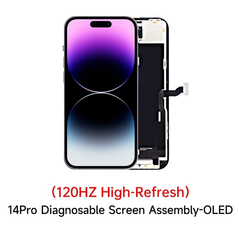 TOUCHSCREEN + DISPLAY OLED DISPLAY COMPLETO PER APPLE IPHONE 14 PRO 6.1 JCID OLED VERSIONE SOFT (DIAGNOSTICABILE NON È NECESSARIO TRAPIANTARE L'IC DELLO SCHERMO ORIGINALE) (RICHIEDE AGGIORNAMENTO ALL'ULTIMA VERSIONE)