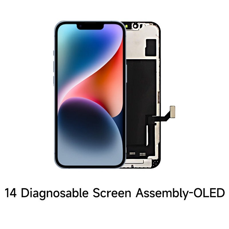 TOUCHSCREEN + DISPLAY OLED DISPLAY COMPLETO PER APPLE IPHONE 14 6.1 JCID OLED VERSIONE SOFT (DIAGNOSTICABILE NON È NECESSARIO TRAPIANTARE L'IC DELLO SCHERMO ORIGINALE) (RICHIEDE AGGIORNAMENTO ALL'ULTIMA VERSIONE)