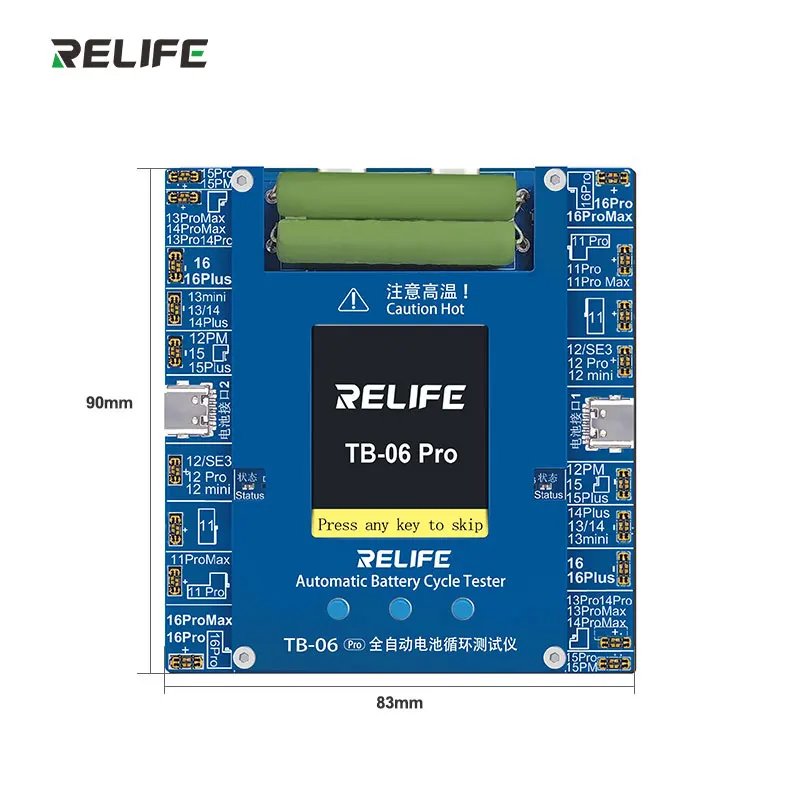 RELIFE TB-06 PRO COMPLETAMENTE AUTOMATICO CICLO DELLA BATTERIA TESTER RICARICA RAPIDA BATTERIA ATTIVATA RIPARAZIONE DEL CAVO DELLA BATTERIA PER IPHONE 11-16 SERIE