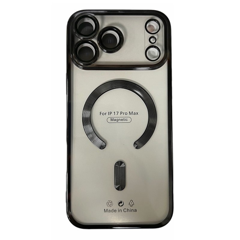 CUSTODIA CELLULARE DI ELETTROPLASTICA + PROTEZIONE LENTI + MAGNETICA PER APPLE IPHONE 17 PRO MAX NERO
