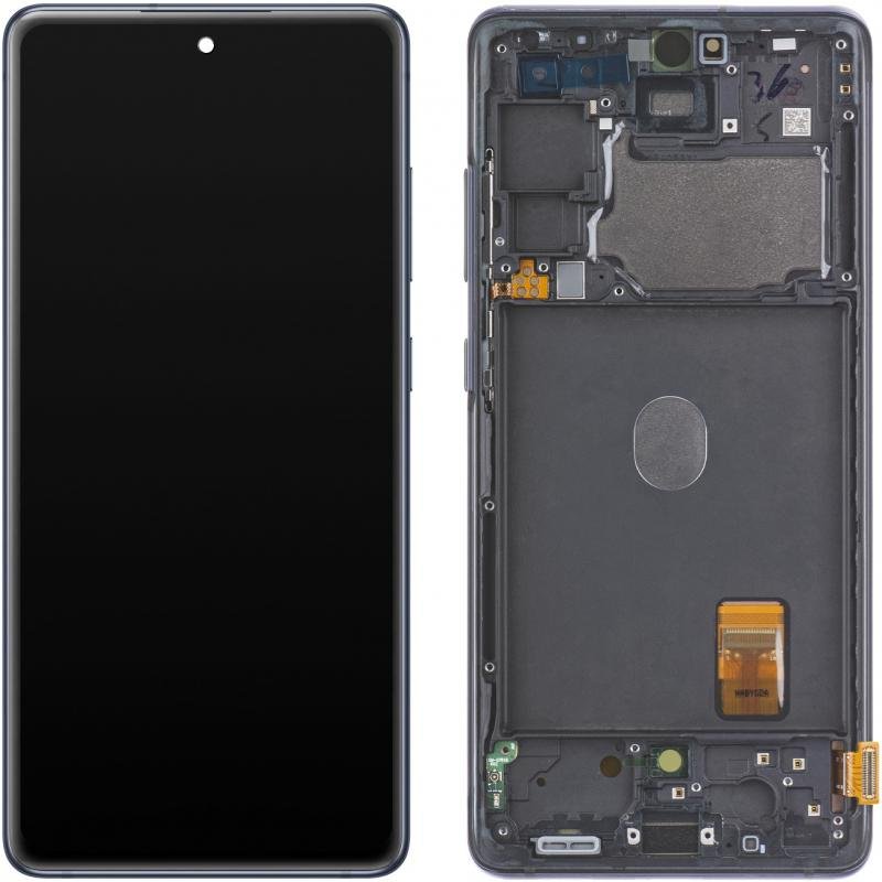 DISPLAY LCD + TOUCHSCREEN DISPLAY COMPLETO + FRAME + ANTENNA PER SAMSUNG GALAXY S20 FE 5G / S20 LITE G781B BLU / NERO ORIGINALE (SERVICE PACK)