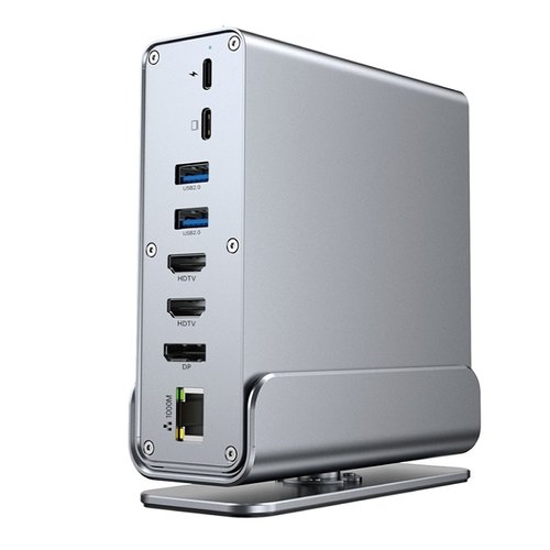 15 IN 1 HUB ADATTATORE ALLUMINIO MODEL BYL-2519 TYPE-C TO (3.5mm AUDIO / 3 USB 3.0 / 2 USB 2.0 / 2 TYPE-C / TF / SD / RJ45 1000M / DP /2 HDTV / PD100W) (CON IMBALLAGGIO)