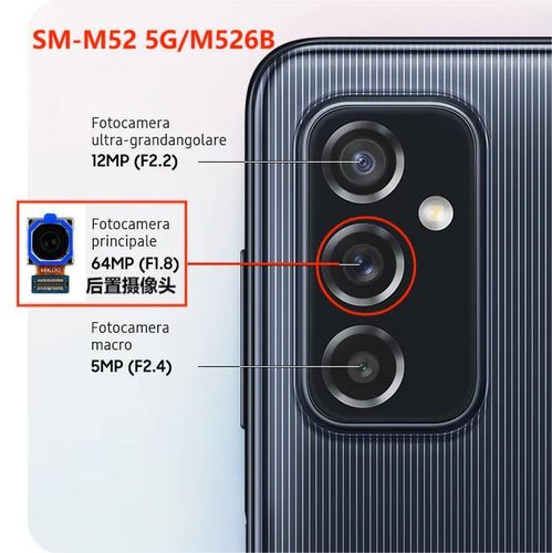 CAMERA POSTERIORE 64MP PER SAMSUNG GALAXY M52 5G M526B ORIGINALE