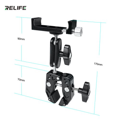 RELIFE TO2 MORSETTO DIREZIONALE MULTIFUNZIONE TESTA A SFERA ROTANTE A 360° PER IL FISSAGGIO DI TELEFONI / TABLET E ALTRI DISPOSITIVI AUSILIARI