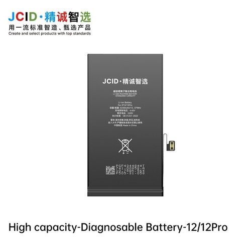 JCID BATTERIA DE GRANDE CAPACITA (3230 MAH) PER APPLE IPHONE 12 6.1 / 12 PRO 6.1 (DIAGNOSTICABILE BATTERIA NON È NECESSARIA LA SALDATURA CAVO BATTERIA ORIGINALE NESSUN MESSAGGIO "PARTE SCONOSCIUTA") (RICHIEDE AGGIORNAMENTO ALL'ULTIMA VERSIONE)