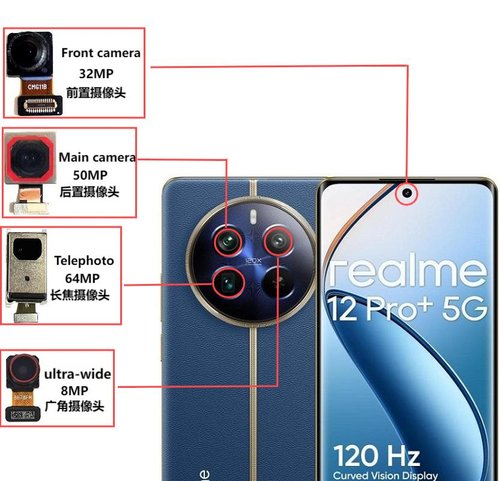 ANGOLO AMPIO CAMERA POSTERIORE PICCOLO 8MP PER REALME 12 PRO+ 5G (RMX3840) / REALME 12 PRO 5G (RMX3842) ORIGINALE