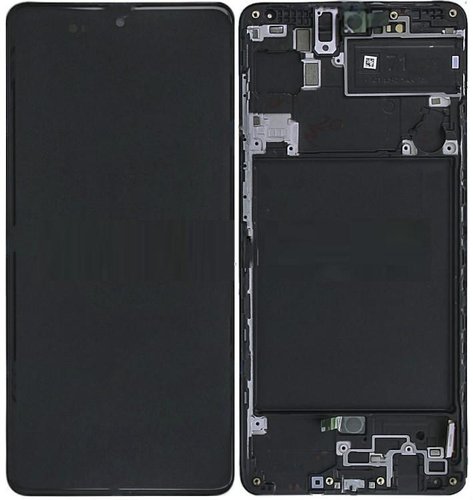 TOUCHSCREEN + DISPLAY AMOLED DISPLAY COMPLETO + FRAME PER SAMSUNG GALAXY A71 A715F NERO ORIGINALE (SERVICE PACK)