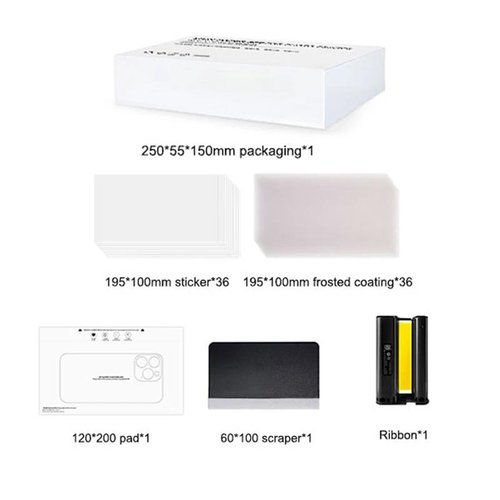 SUNSHINE C1 MINI SET DI ADESIVI PER STAMPANTE FAI-DA-TE CON PELLICOLA A COLORI PER TELEFONO CON 36 * ADESIVI + 36 * RIVESTIMENTO SMERIGLIATO + 1 * TAMPONE + 1 * RASCHIETTO + 1 * NASTRO