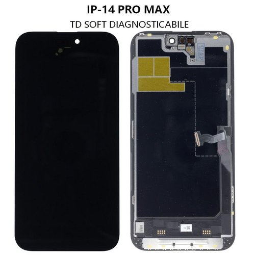 TOUCHSCREEN + DISPLAY OLED DISPLAY COMPLETO PER APPLE IPHONE 14 PRO MAX 6.7 TD OLED VERSIONE SOFT (DIAGNOSTICABILE NON È NECESSARIO TRAPIANTARE L'IC DELLO SCHERMO ORIGINALE) (RICHIEDE AGGIORNAMENTO ALL'ULTIMA VERSIONE)