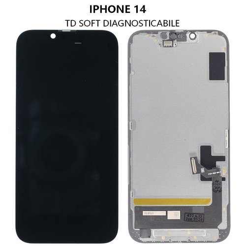 TOUCHSCREEN + DISPLAY OLED DISPLAY COMPLETO PER APPLE IPHONE 14 6.1 TD OLED VERSIONE SOFT (DIAGNOSTICABILE NON È NECESSARIO TRAPIANTARE L'IC DELLO SCHERMO ORIGINALE) (RICHIEDE AGGIORNAMENTO ALL'ULTIMA VERSIONE)