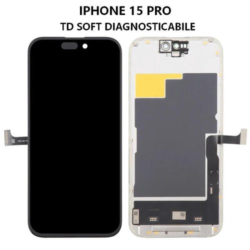 TOUCHSCREEN + DISPLAY OLED DISPLAY COMPLETO PER APPLE IPHONE 15 PRO 6.1 TD OLED VERSIONE SOFT (DIAGNOSTICABILE NON È NECESSARIO TRAPIANTARE L'IC DELLO SCHERMO ORIGINALE) (RICHIEDE AGGIORNAMENTO ALL'ULTIMA VERSIONE) (FREQUENZA DI AGGIORNAMENTO: 120HZ)