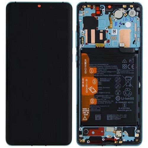 DISPLAY LCD + TOUCHSCREEN DISPLAY COMPLETO + FRAME PER HUAWEI P30 PRO VOG-L29 VOG-L09 AURORA / VIOLA ORIGINALE