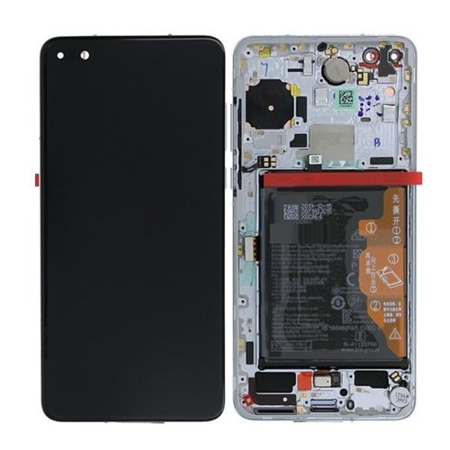DISPLAY LCD + TOUCHSCREEN DISPLAY COMPLETO + FRAME PER HUAWEI P40 ANA-NX9 ANA-LX4 ARGENTO ORIGINALE NEW