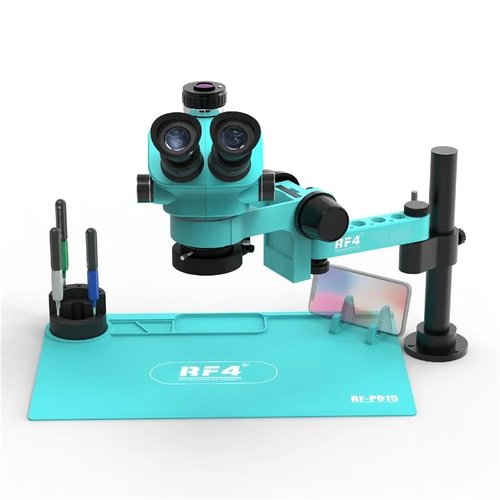 RF4 RF-7050PRO-F019 MICROSCOPIO 7X-50X TRINOCULAR PERRIPARAZIONE MOBILE + LUCE LED DI MICROSCOPIO