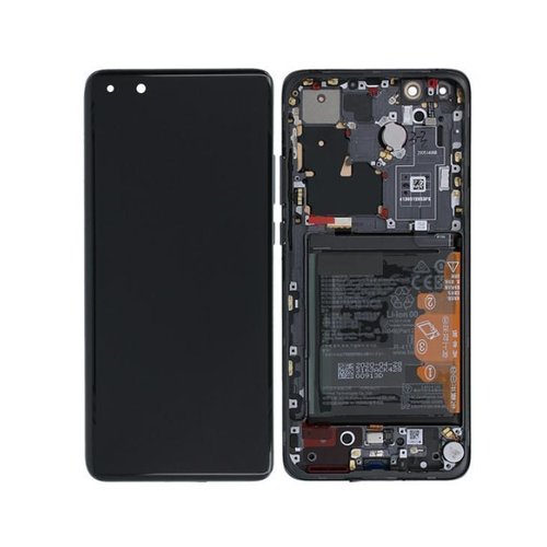 (Prenotazione) DISPLAY LCD + TOUCHSCREEN DISPLAY COMPLETO + FRAME PER HUAWEI P40 PRO+ / P40 PRO PLUS ELS-N39 NERO ORIGINALE