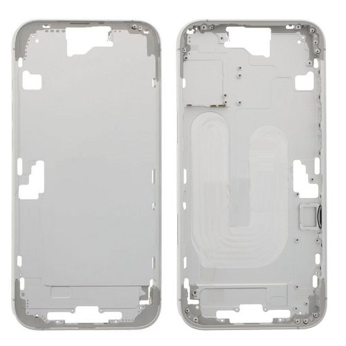 COVER CENTRALE A PER APPLE IPHONE 16 PLUS 6.7 BIANCO OEM (SENZA PULSANTE DELLA FOTOCAMERA + CAVO)