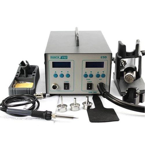 (Prenotazione) STAZIONE ARIA CALDA QUICK 712 2 IN 1 90W / 1000W 110V 220V PER RIPARAZIONE (VENTO DRITTO)