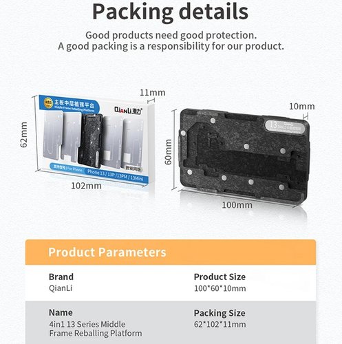 QIANLI PIATTAFORMA REBALLING TELAIO MEDIO PER APPLE IPHONE 13 / IPHONE 13 MINI / IPHONE 13 PRO / IPHONE 13 PRO MAX