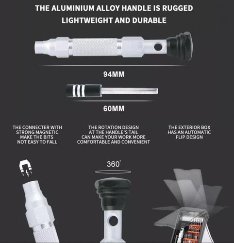 JAKEMY JM-8151 38 IN 1 SET DI ATTREZZI DI RIPARAZIONE IN LEGA DI ALLUMINIO